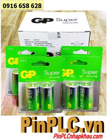 COMBO 01Hộp (10vỉ=20viên) Pin C 1.5v Super Alkaline GP14AETA21-2GSBC2, Giá chỉ 590.000/Hộp